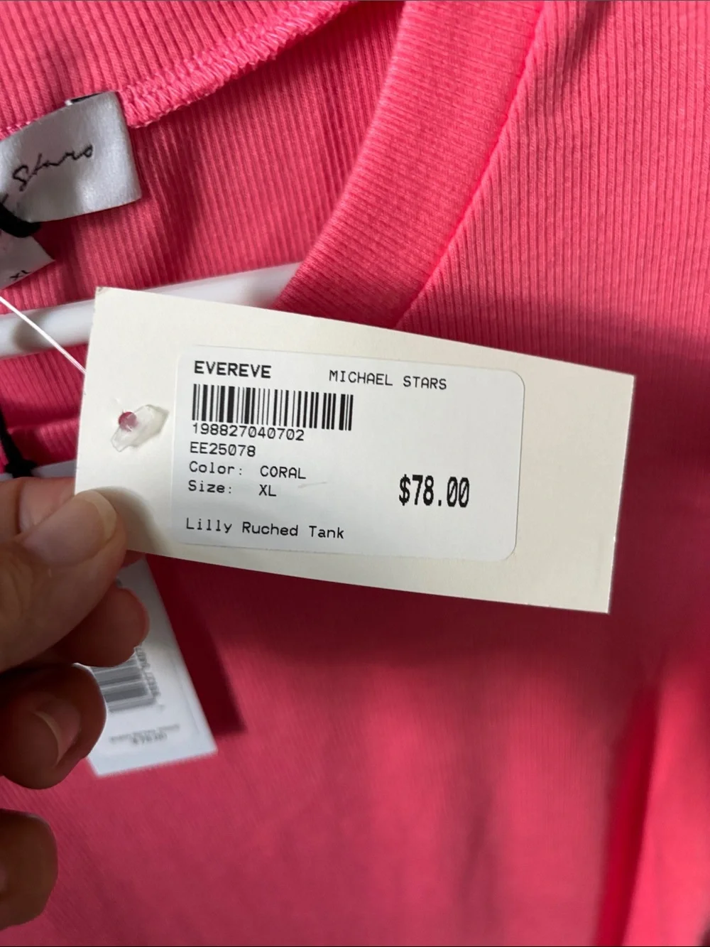 NWT Evereve Michael Stars size XL ‘Lilly Ruched Tank’ in Coral - Picture 3 of 10